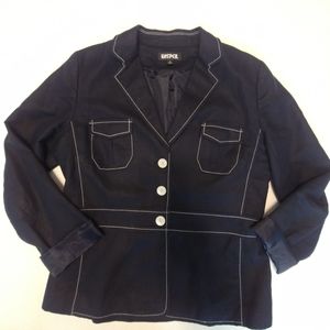 Kasper Black Linen Blend Blazer Jacket Size 8